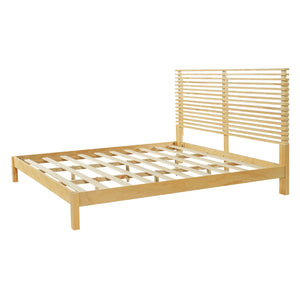 English Elm Premium Solid Wood King Platform Bed Warm Toned Slat Headboard Modern Bedroom Frame Natural N770PK367005N