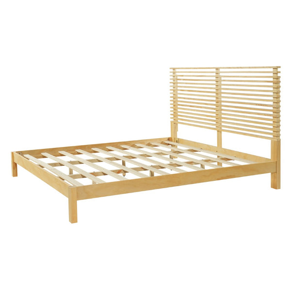English Elm Premium Solid Wood King Platform Bed Warm Toned Slat Headboard Modern Bedroom Frame Natural N770PK367005N