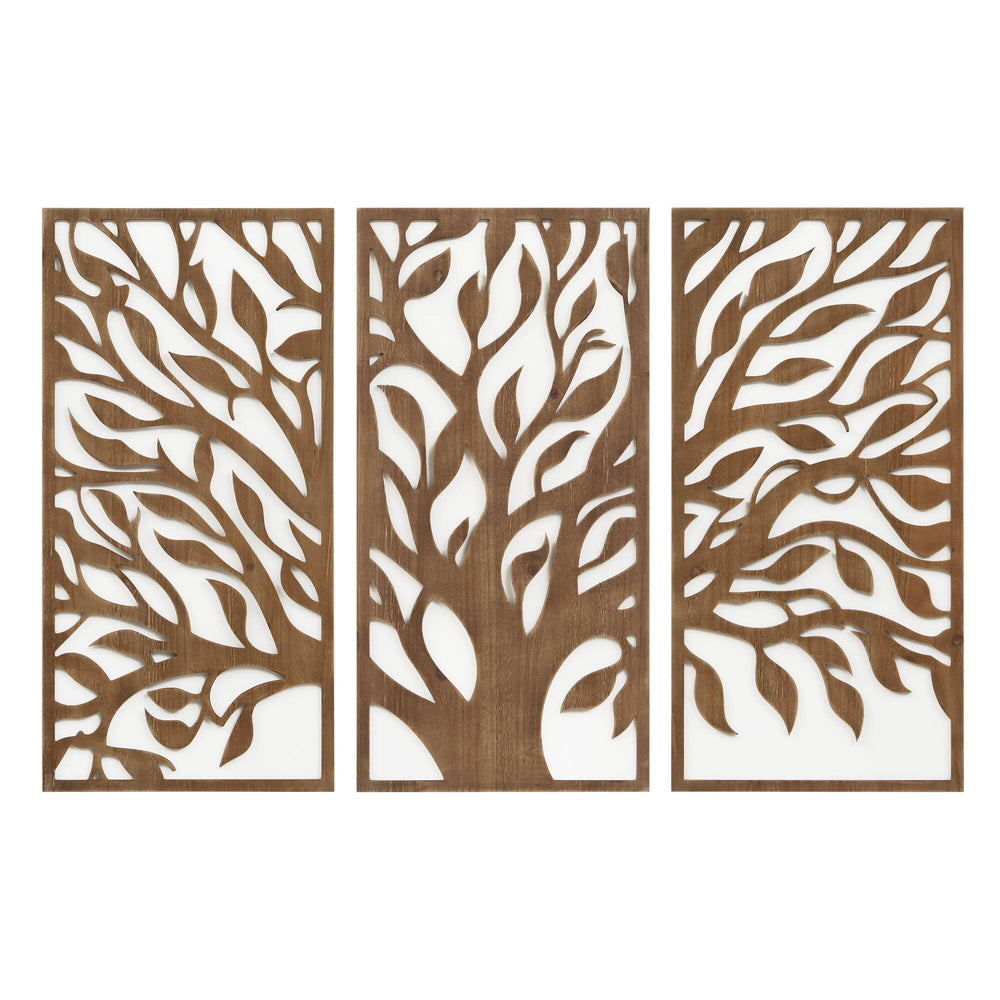 English Elm Birch Two-Tone Wood Panel Wall Art Set — Modern Rustic MDF & Fir Veneer Décor, Pair of 16x32 Panels Brown 33.27 L x 4.53 W x 18.31 H B035P341127