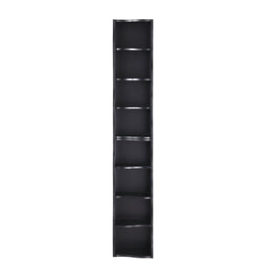 English Elm 8-layer ultra-thin 8-tier tall bookshelf with wavy edge design, space-saving display shelf for home office Black W487P339358