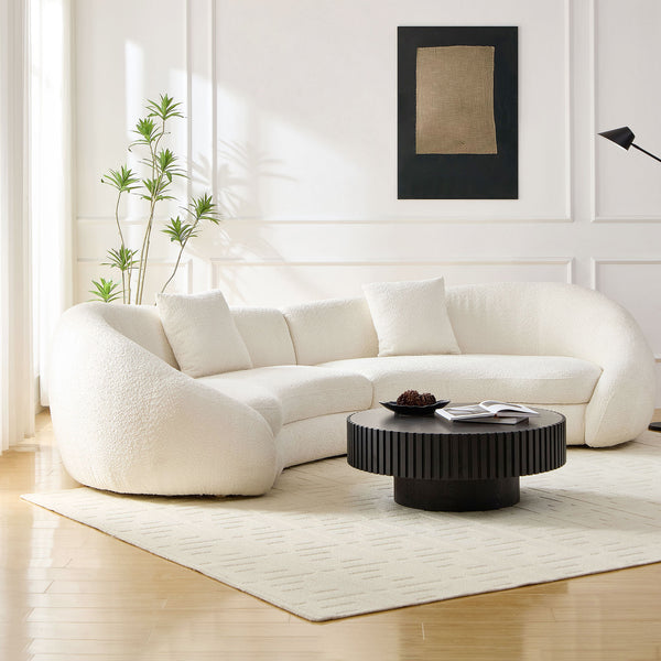 English Elm 125.98" Modern Curved Sofa with Oversized Love Heart Back, Plush Deep Seats for Cozy Entertaining White W876S00305