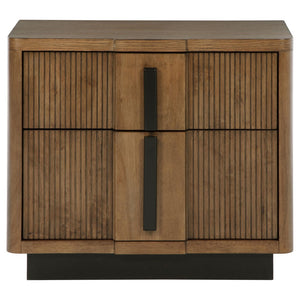 English Elm Moraga Fluted Ash Veneer Nightstand with Two Drawers for Modern Bedrooms B062P451801