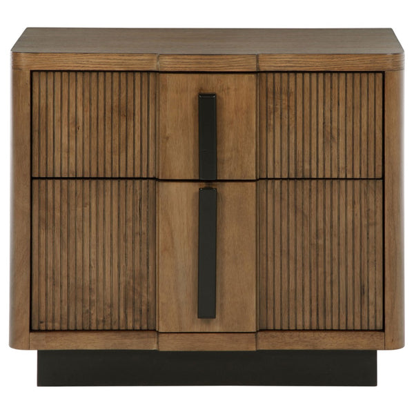 English Elm Moraga Fluted Ash Veneer Nightstand with Two Drawers for Modern Bedrooms B062P451801