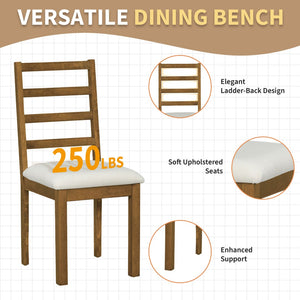 English Elm Topmax Farmhouse Extendable Pedestal Dining Set Seats Six with Ladder Back Chairs Beige,Dark Brown N717S000060D