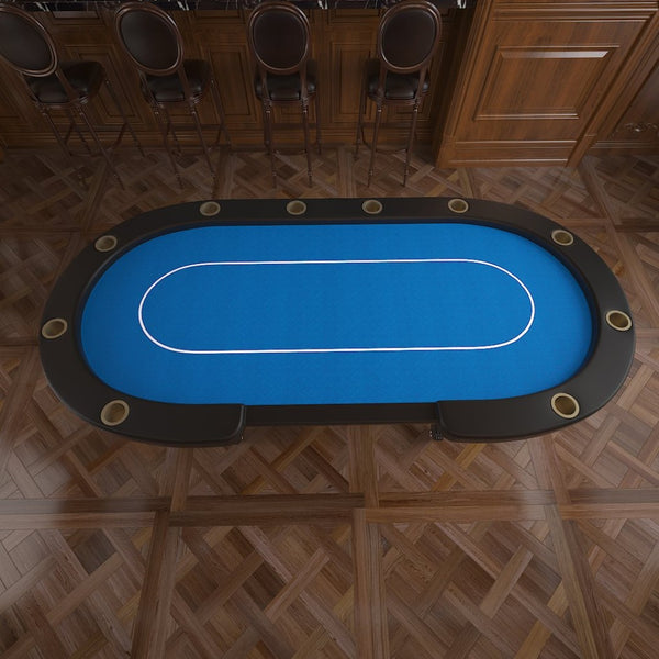 English Elm 96" Oval Casino Poker Table Seats 10 with Speed Cloth Felt Vinyl Armrest Cup Holders Blue W2748S00024