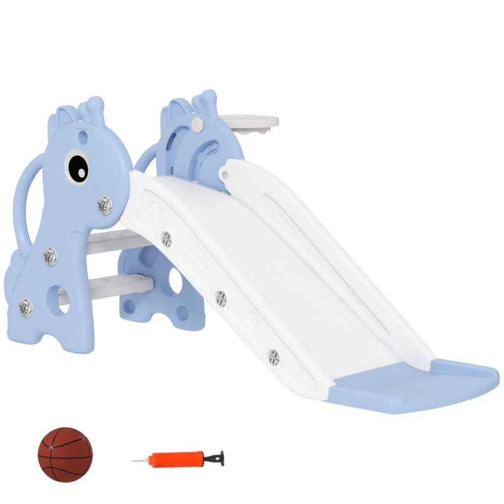 English Elm Toddler Giraffe Slide with Basketball Hoop Hdpe Freestanding Playroom Climber T3971P438573