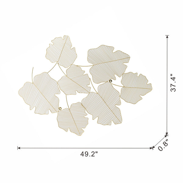 English Elm 49.2x37.4" Maple Leaf Wall Art Iron Metal Decor — Nature-Inspired Living Room Accent, Timeless Finish W2078P223143