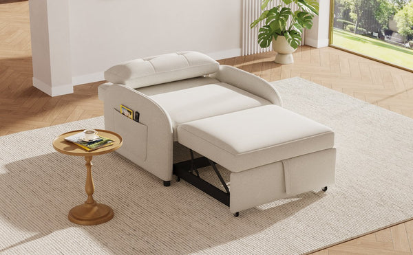 English Elm Christopher Knight Home® - (Old 3-in-1 Convertible Sleeper Sofa Bed with Pillow & Pocket, Compact Loveseat with Pull-Out Bed and Wheels Beige N765P34284849W