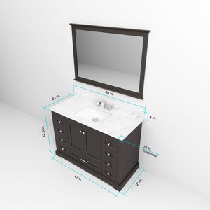 English Elm Espresso 48 in Single Bath Vanity with White Quartz Top, Solid Wood, Soft-Close Drawers, Storage Durable B2731P258229