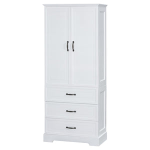 English Elm Tall Bathroom Storage Cabinet - Modern White Design With Adjustable Shelves, Drawers & Doors! N725P206123K-GIGA