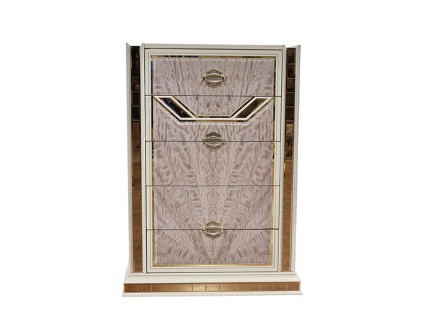 English Elm Omari Modern 5-Drawer Chest With Gold Accents & Mirrored Panels - Chic Storage For Luxury Bedrooms B009P245443