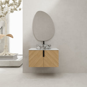 English Elm 30" Contemporary Bathroom Vanity With Art Sink, Wall-Mounted Design & Durable Plywood Construction W999S00446