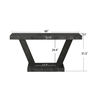 English Elm 60 Vintage Distressed Wood Entryway Bench with Two-Tier Solid Veneer Storage Cabinet, Rustic Farmhouse Style Antique Black W1445P287873