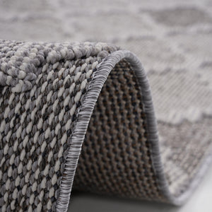 English Elm Guros Trellis Runner Rug 2X8 - Stylish White & Gray Indoor/Outdoor Design, Durable & Pet-Friendly B189P183589