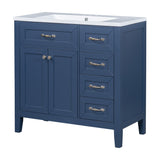 English Elm 36" Bathroom Vanity With Sink Combo, Blue Bathroom Cabinet With Drawers, Solid Frame and Mdf Board