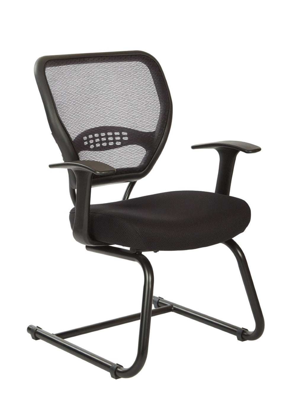OSP Home Furnishings Professional Airgrid Mesh Back Visitor Chair with Lumbar Support and Sled Base Black 5505-3M