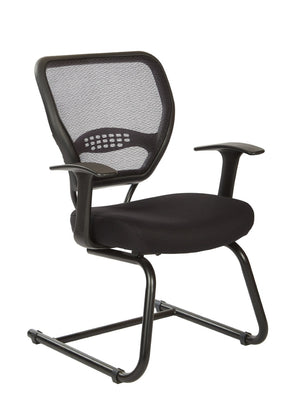 OSP Home Furnishings Professional Airgrid Mesh Back Visitor Chair with Lumbar Support and Sled Base Black 5505-3M