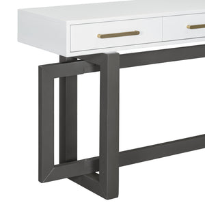 English Elm U_STYLE Elegant Console Table with Three Drawers, Long Slim Entryway Table for Hallway & Foyer Storage Grey+White N711P175776M