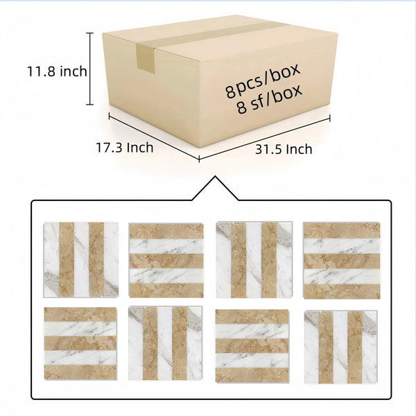 English Elm 12*12 Waterjet Marble Tiles - Luxurious White & Gold Polished Design For Elegant Floors & Walls W1696P262346