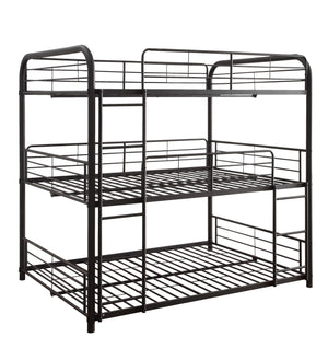 English Elm Cairo Sandy Black Triple Full Bunk Bed - Space-Saving Metal 3-Person Design, Guardrails & Ladders B2726S00267
