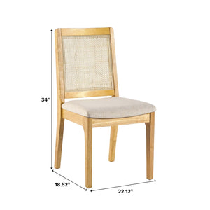 English Elm Walker Edison - Modern Solid Wood Dining Chair Set of 2 with Rattan Back, Natural Finish, Durable & Adjustable Comfort B185P169228