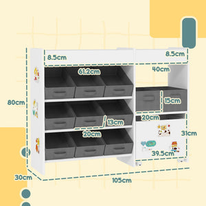 English Elm Qaba Kids Toy Organizer with 11 Fabric Bins Open Shelves and Cabinet in White W2225P485641