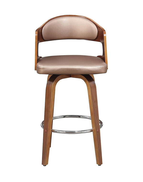 English Elm 1pc Mid-century Modern Swivel Counterstool Faux Leather Cushion Curved Wood Back Kitchen B011P479637