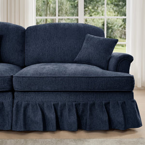 English Elm Classic U-Shape 4-Seater Modular Sectional Sofa In Soft Chenille With Ruffled Skirts & Spindle Legs W3041S00262