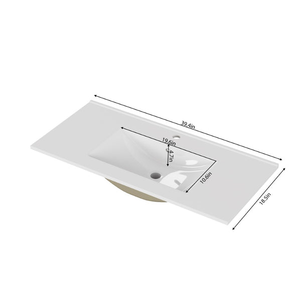 English Elm 39.4-inch Vitreous Ceramic Drop-in Sink for 36 Inch Vanity Modern Bath W3151P411600