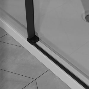 English Elm Goodyo 48"X72" Frameless Shower Door Combo With Acrylic Base, Tempered Glass & Matte Black Hardware W1223S00028