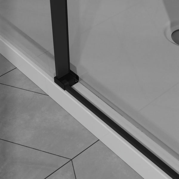 English Elm Goodyo 48"X72" Frameless Shower Door Combo With Acrylic Base, Tempered Glass & Matte Black Hardware W1223S00028