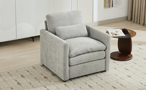 English Elm 31.9" Cozy Upholstered Armchair with Chenille Fabric, Double-Layer Cushions & Lumbar Support LIGHT GREY N719P251495R