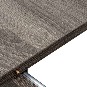 English Elm Dining Extendable Table 106.5" Long Family Dining Table for Small Spaces Melamine Woodgrain Top Dark Oak W331S00176