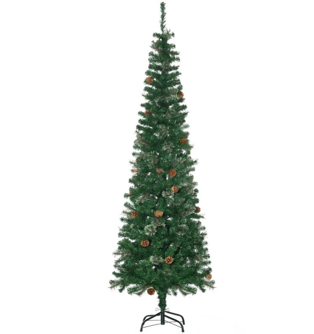 English Elm Snow Flocked Pink Pencil Artificial Christmas Tree for Entryway or Bedroom Corner T3971P414599