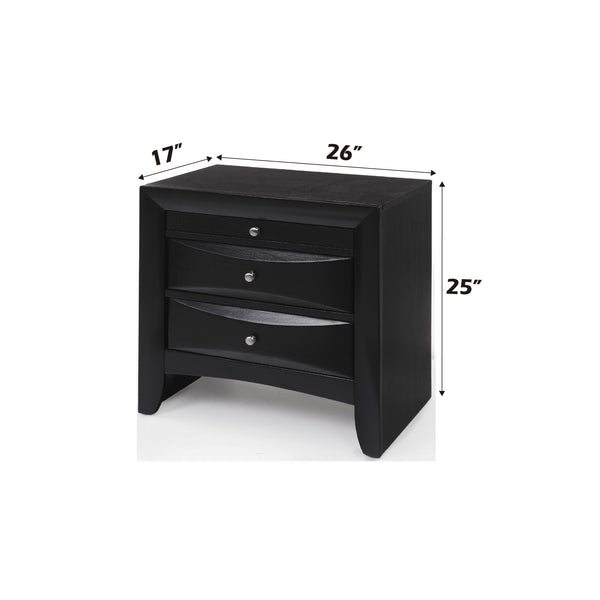 English Elm Ireland Elegant Nightstand with Two Dovetail Drawers, Brushed Nickel Pull, Okume Veneer Top, Durable Build Black 30 L x 21 W x 30 H B2726P256280