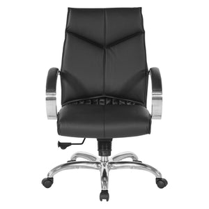 OSP Home Furnishings Deluxe Executive Top Grain Leather Office Chair with Lumbar Support and Chrome Arms Mid 8201