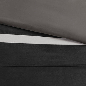 English Elm 7 Pc Madison Park Palmer Faux Suede Comforter Set In Black & Grey - Stylish Cal King Bedding Ensemble B03596986