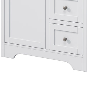 English Elm 84" Double Sink Vanity with Stone Countertop Six Soft Close Drawers and Silver Knobs White N817P404196W