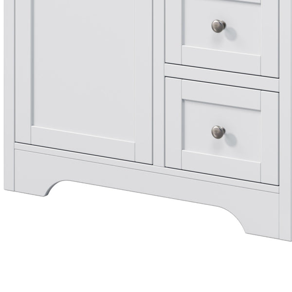 English Elm 84" Double Sink Vanity with Stone Countertop Six Soft Close Drawers and Silver Knobs White N817P404196W