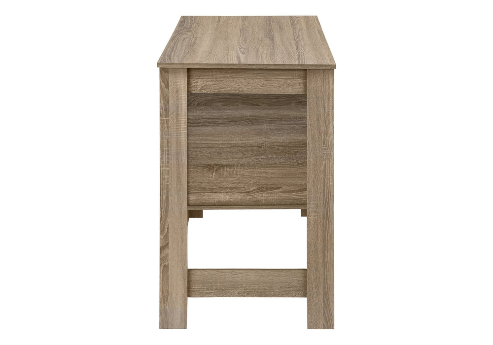 English Elm Dining 48" Counter Height Rectangular Table with Side Storage Cabinet and Open Shelf, Modern Design taupe 51 L x 27 W x 5 H B2710P286996