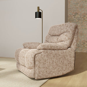English Elm Swivel Glider Recliner Plush Upholstered Chair for Contemporary Living Rooms Beige Brown B339P422560