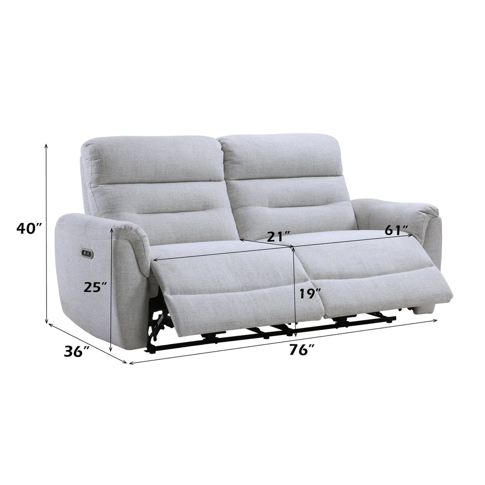 English Elm Eastre Gray Chenille Power Motion Sofa with USB & Type-C Ports, Pocket Coil Seats, Solid Wood Frame B2726P375946