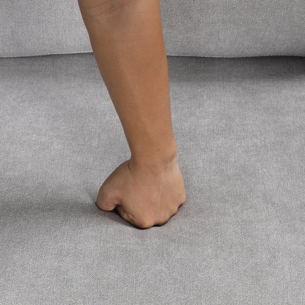 English Elm 111" Upholstered 3-Seater Sofa with Curved Ergonomic Arms, Metal Legs & Removable Patterned Pillows Gray N719S001800E