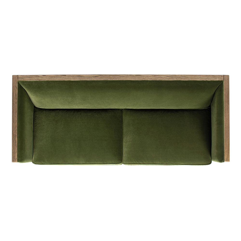 English Elm Jennifer Taylor Home - Georgia 81" Cane Rattan Tuxedo Sofa Olive Green Performance Velvet Solid Oak Frame Removable Cushions B2719P238322
