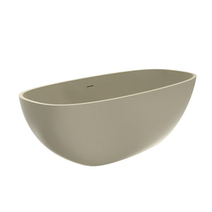 English Elm 66.9 Inch Stone Resin Freestanding Soaking Tub Matte Khaki Spa Bathtub W1613P381035