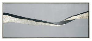 Sunpan Frequency Wall Art - Hand-Painted Black & Silver Textured Masterpiece with Antique Silver Frame