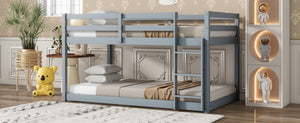 English Elm Solid Wooden Twin Over Twin Bunk Bed In Grey - Durable Rubberwood, Reinforced Slats & Built-In Ladder W504P191663-GIGA