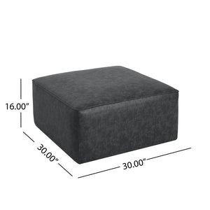 English Elm Christopher Knight Home® - Square PU Leather Ottoman with Pocket Coil Comfort, Dense Foam Padding & Modern Minimalist Style Black N757P180768B