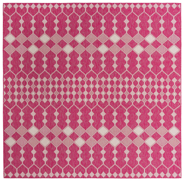 Unique Loom Outdoor Trellis Traliccio Machine Made Trellis Rug Magenta, Ivory/Pink 10' 0" x 10' 0"
