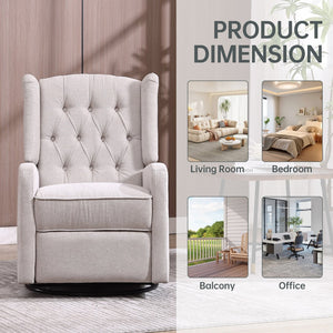 English Elm Coolmore Linen Swivel Glider Recliner with 360 Rotation Ergonomic Nursery Lounge Seat W1539P151225